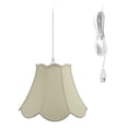 thumbnail image 1 of 1-Light Plug In Swag Pendant Lamp Eggshell Shade, 1 of 5