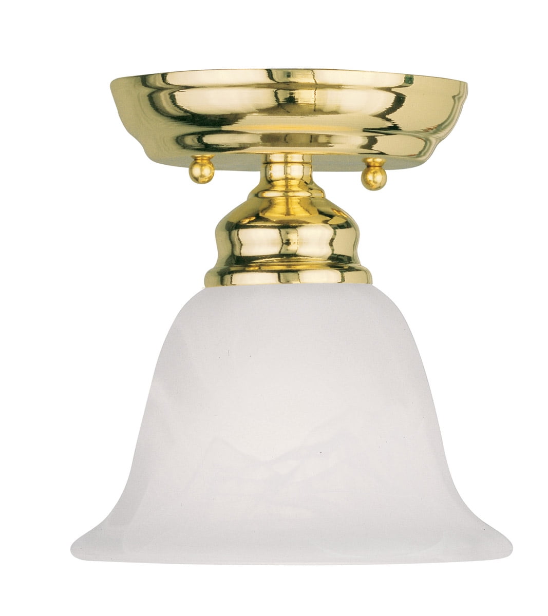 Polished Brass and White Alabaster Glass Flush Mount Light