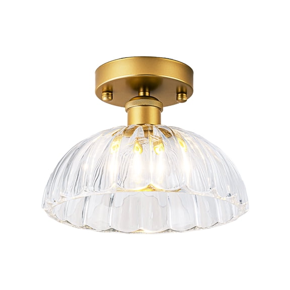 1-Light Semi-Flush Mount Ceiling Light with Bowl Shape Crystal Shade  Modern Crystal Fixture for Hallway, Kitchen, Bedroom, Foyer, Chrome Finish, Bulb Not Included