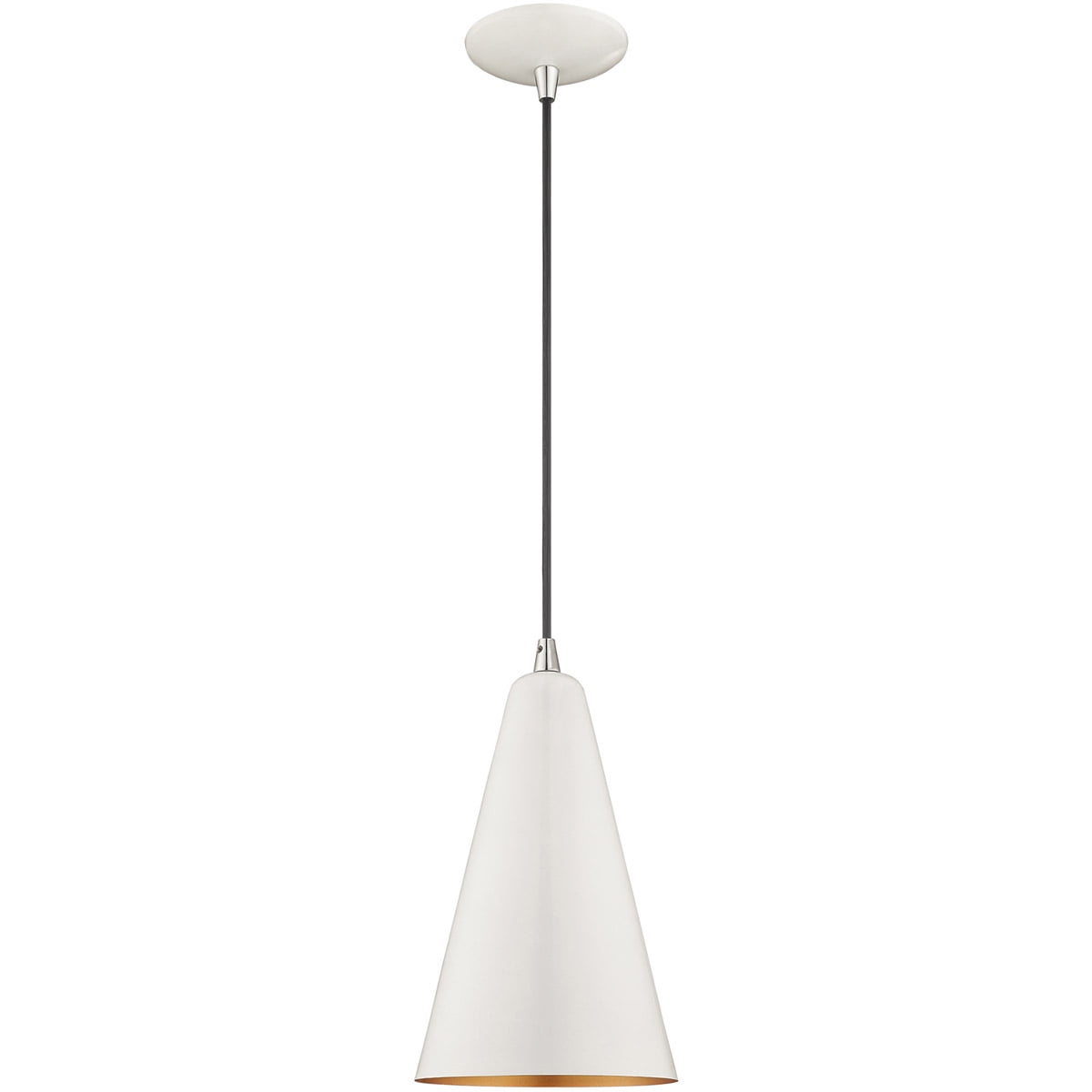 Shiny White and Gold Mini Pendant Light with Metal Shade