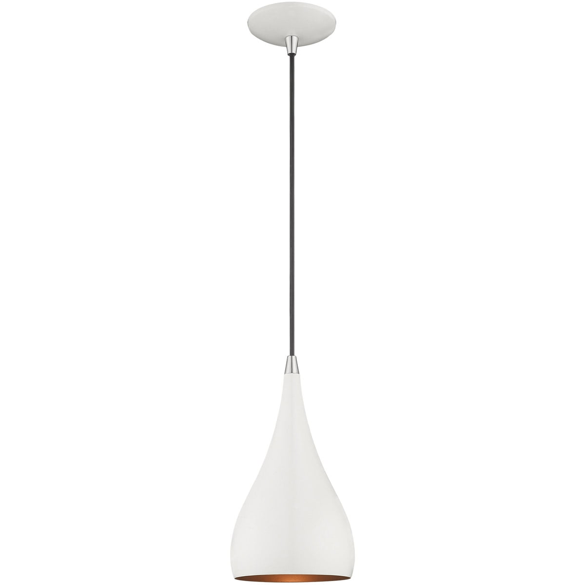 Shiny White Aluminum Teardrop Pendant Light