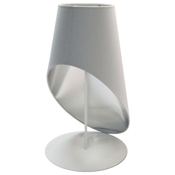 1LT Slanted Tapered Drum Table, Wht/Slv Shade