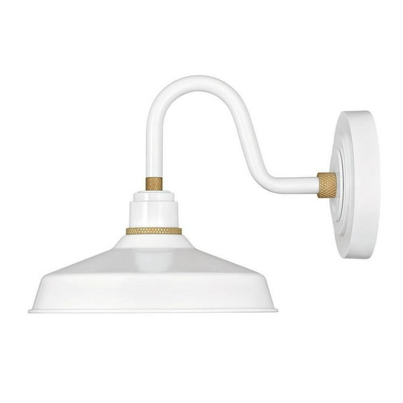 1 Light Small Outdoor Gooseneck Barn Light Traditional-Industrial Style 9.5 inch Wide By 9.25 inch High-Gloss White Finish Bailey Street Home