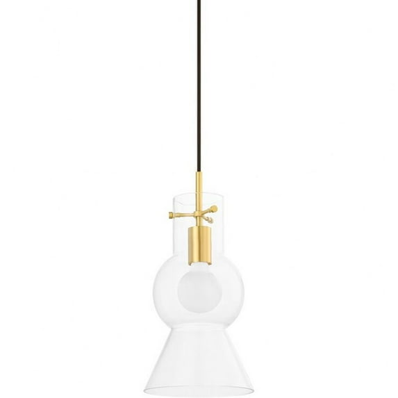 1 Light Small Pendant-15.5 Inches Tall And 7.5 Inches Wide-Aged Brass Finish -Traditional Installation Mitzi H702701s-Agb