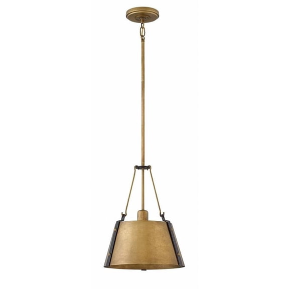 1 Light Small Pendant in Traditional-Rustic-Industrial Style 11.5 inches Wide By 14.75 inches High-Rustic Brass Finish Bailey Street Home