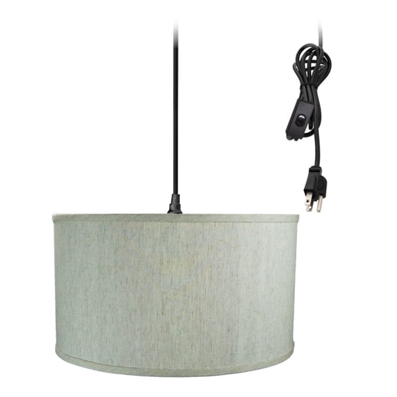 1 Light Swag Plug-In Pendant 16"w Textured Oatmeal Shade, 17' Black Cord