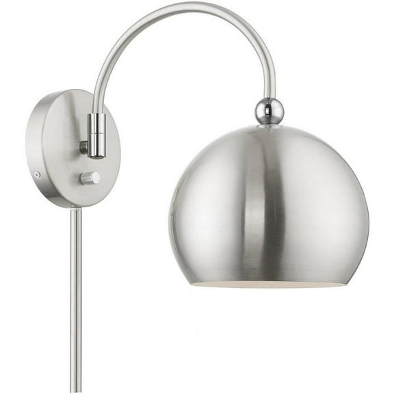 1 Light Swing Arm Wall Sconce in Industrial Style-11.75 inches Tall and 8 inches Wide-Brushed Nickel/Polished Chrome Finish Bailey Street Home