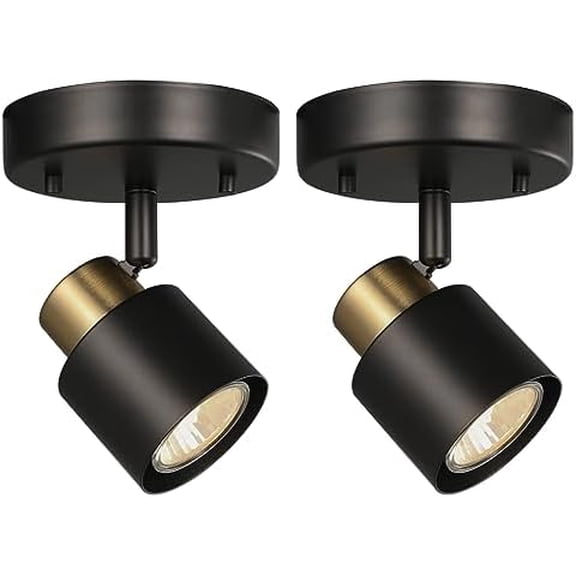 1 Light Track Lighting Kit,2 Packs Matt Black Brass Finish Adjustable Moden Flush Mount Ceiling Spotlight Wall Sconces for Kitchen,Hallway,Living Room Home Improvement$$Tools & Hardware Other