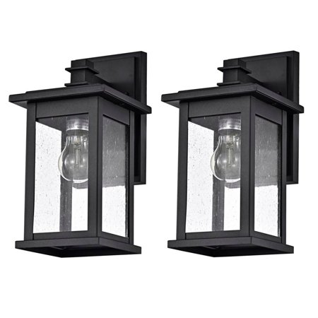 1 Light Transitional 12 Inch Square Outdoor Wall Lantern 2 Pack Matte Black Black Matte