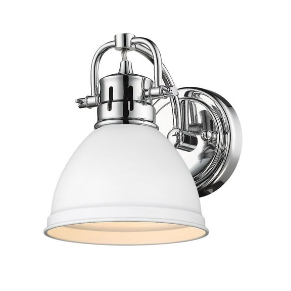 1 Light Vanity Light in Classic Style 8.5 inches High By 6.5 inches Wide-Chrome Finish-Matte White Shade Color Bailey Street Home 170-Bel-4476194