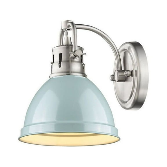 1 Light Vanity Light in Classic Style 8.5 inches High By 6.5 inches Wide-Pewter Finish-Sea Foam Shade Color Bailey Street Home 170-Bel-4159510