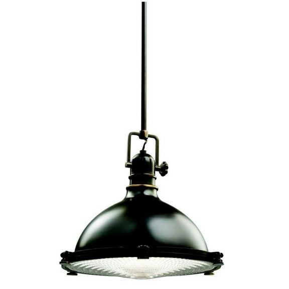 1 Light Vintage Farmhouse Large Pendant Light Light with Fresnel Lens Glass-Olde Bronze Finish Bailey Street Home 147-Bel-551520