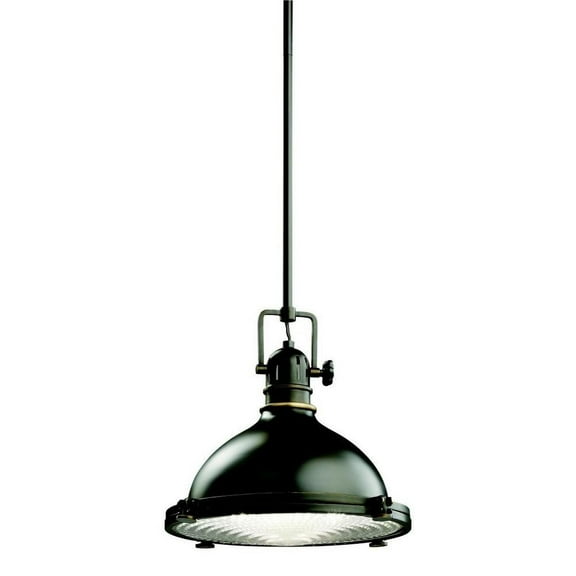 1 Light Vintage Farmhouse Large Pendant Light Light with Fresnel Lens Glass-Olde Bronze Finish Bailey Street Home 147-Bel-551523
