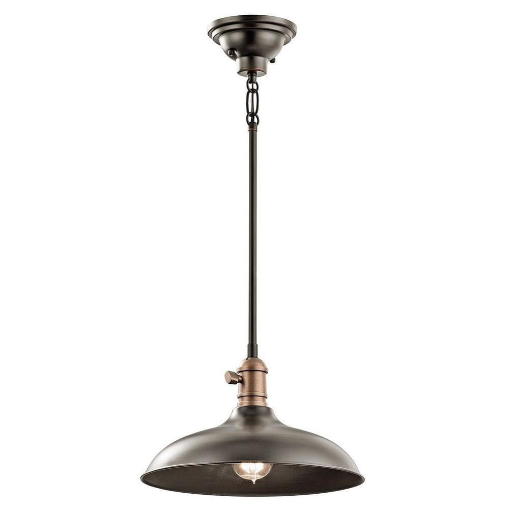 Vintage Bronze 12" Cone Glass Pendant Light with Down Lighting