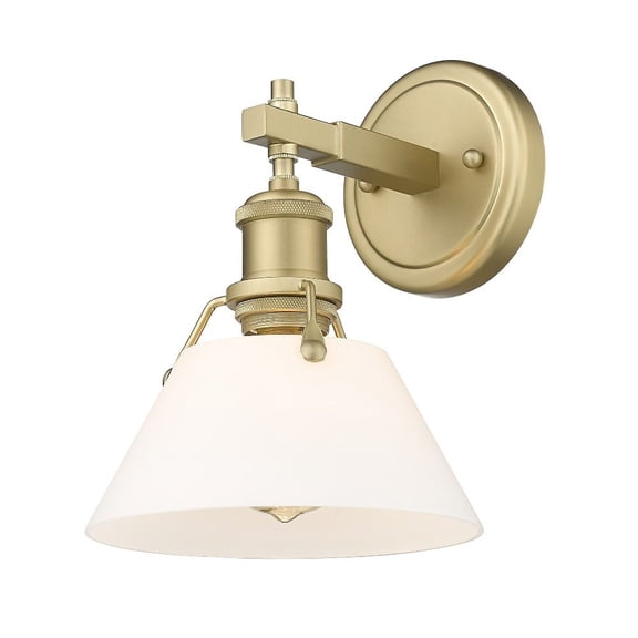1 Light Vintage Industrial Bathroom Vanity in Aged Brass and Rubbed Bronze Shade-Brushed Champagne Bronze Finish-Opal Shade Color Bailey Street Home