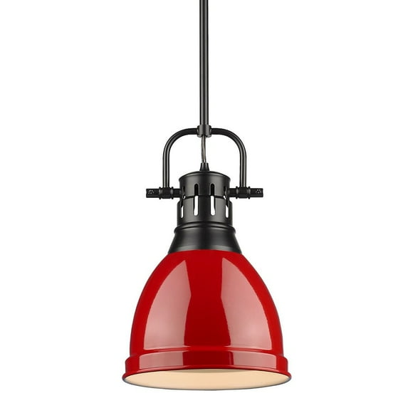 1 Light Vintage Industrial Ceiling Pendant in Chrome with Matte Black Shade-Matte Black Finish-Red Shade Color Bailey Street Home 170-Bel-4159696