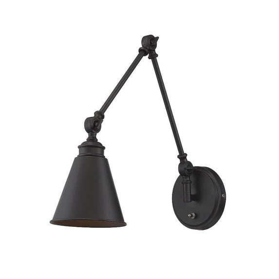 1 Light Vintage Metal Adjustable Swing Arm Wall Sconce with Metal Shade-16 inches H By 6 inches W-English Bronze Finish Bailey Street Home