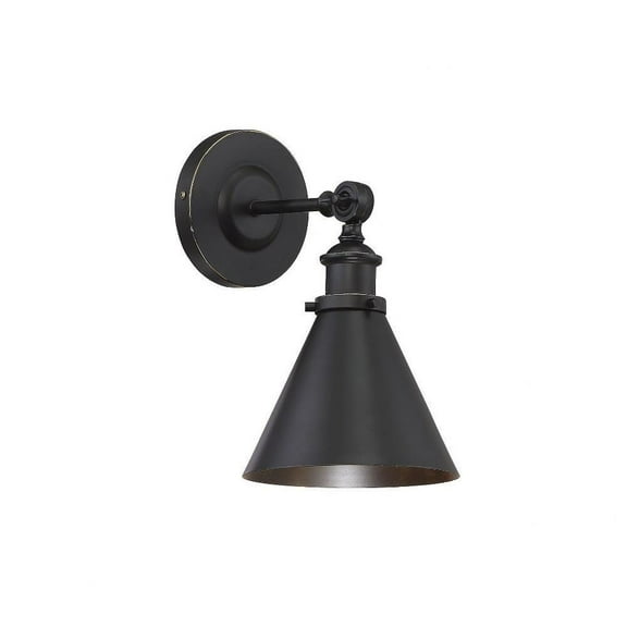 1-Light V with Matching Metal Cone Shade 12 inches H X 7 inches W-Classic Bronze Finish Bailey Street Home 159-Bel-3088579