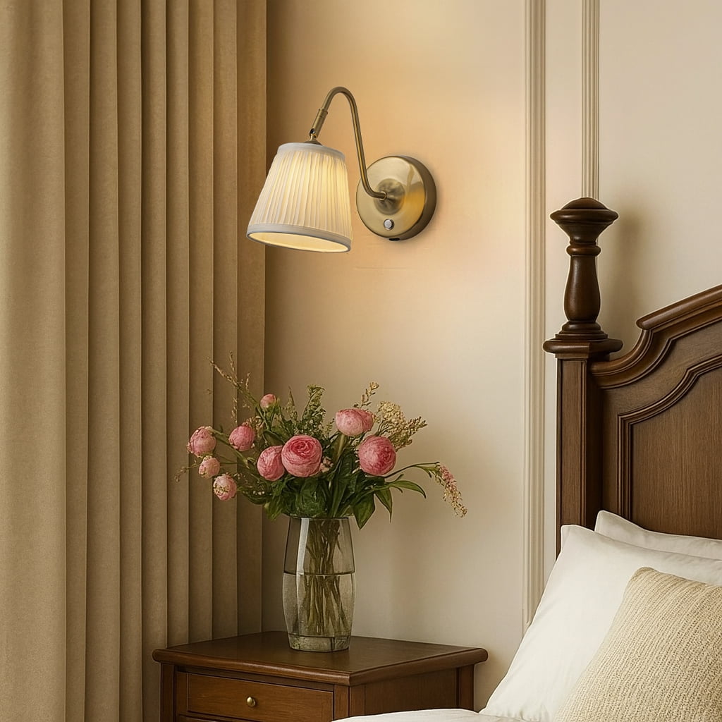 1-Light W6" Vintage Brass Battery Operated Wall Sconces Dimmable Integrated LED Rechargeable Cordless Swing Head Wall Lamp for Bedroom or Corridors
