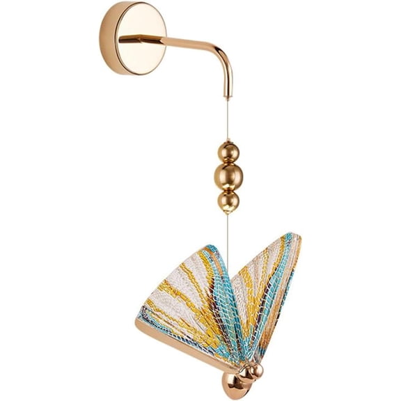 1-Light Wall Lamp Colorful Butterfly Wall Light Fixture Brass Finish Modern Nordic Creative Hanging Pendant Lighting Neutral White 4000K E27 Base Ceiling Light Fixture for Indoor Lighting Bedroom