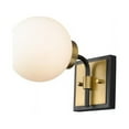 thumbnail image 1 of 1 Light Wall Sconce In Retro Style 6 Inches Wide By 7.75 Inches High-Matte Black/Olde Brass Finish Z-Lite 477-1S-Mb-Obr, 1 of 5