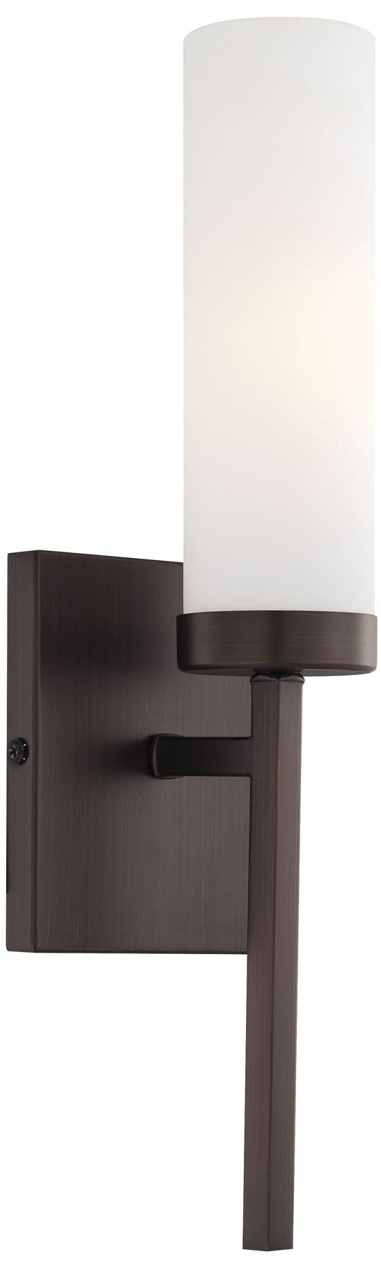 Aged Copper Bronze Patina Wall Sconce with Etched Opal Glass