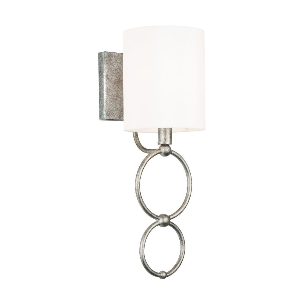 Elegant Antique Silver Wall Sconce with White Fabric Shade