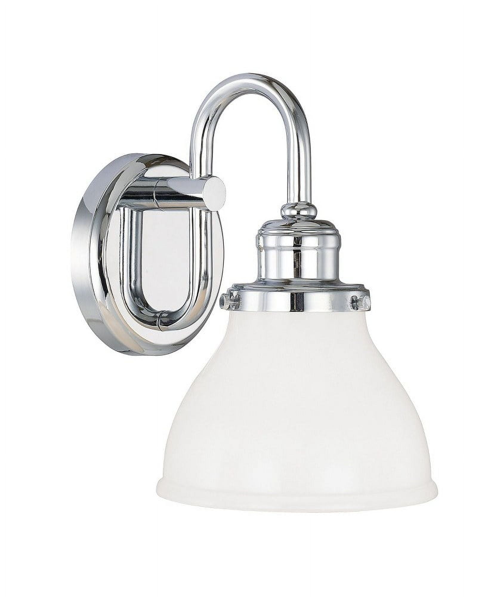 Chrome and Milk Glass Direct Wired Electric Wall Sconce