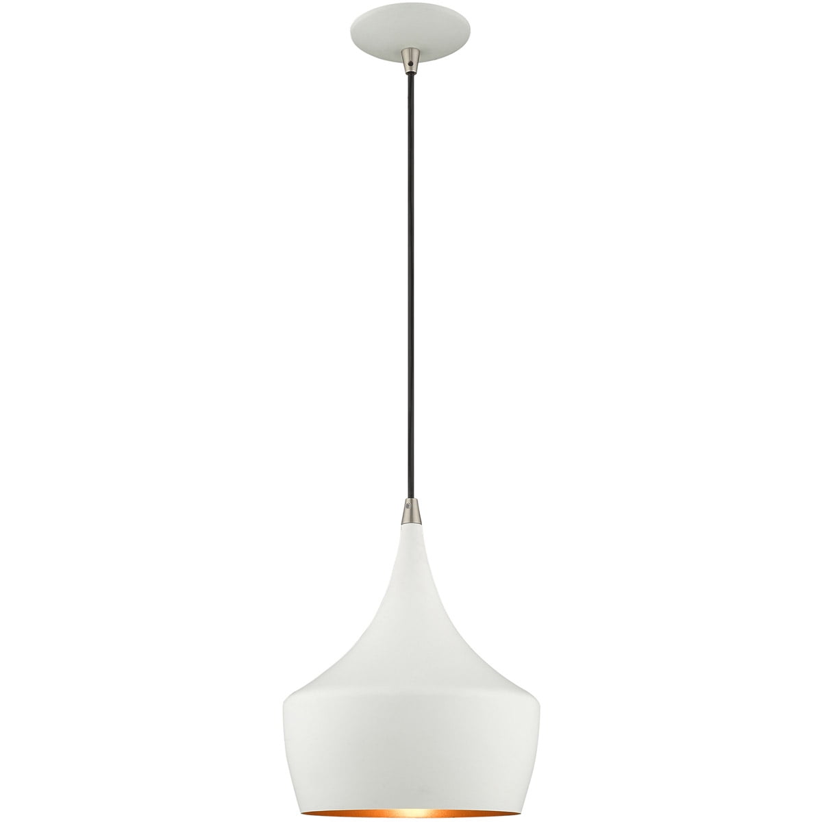 Waldorf Mini White Aluminum Pendant with Gold Lining