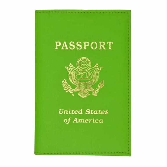 1 Lime Green USA Passport Cover Genuine Leather America Gold Seal Holder Travel