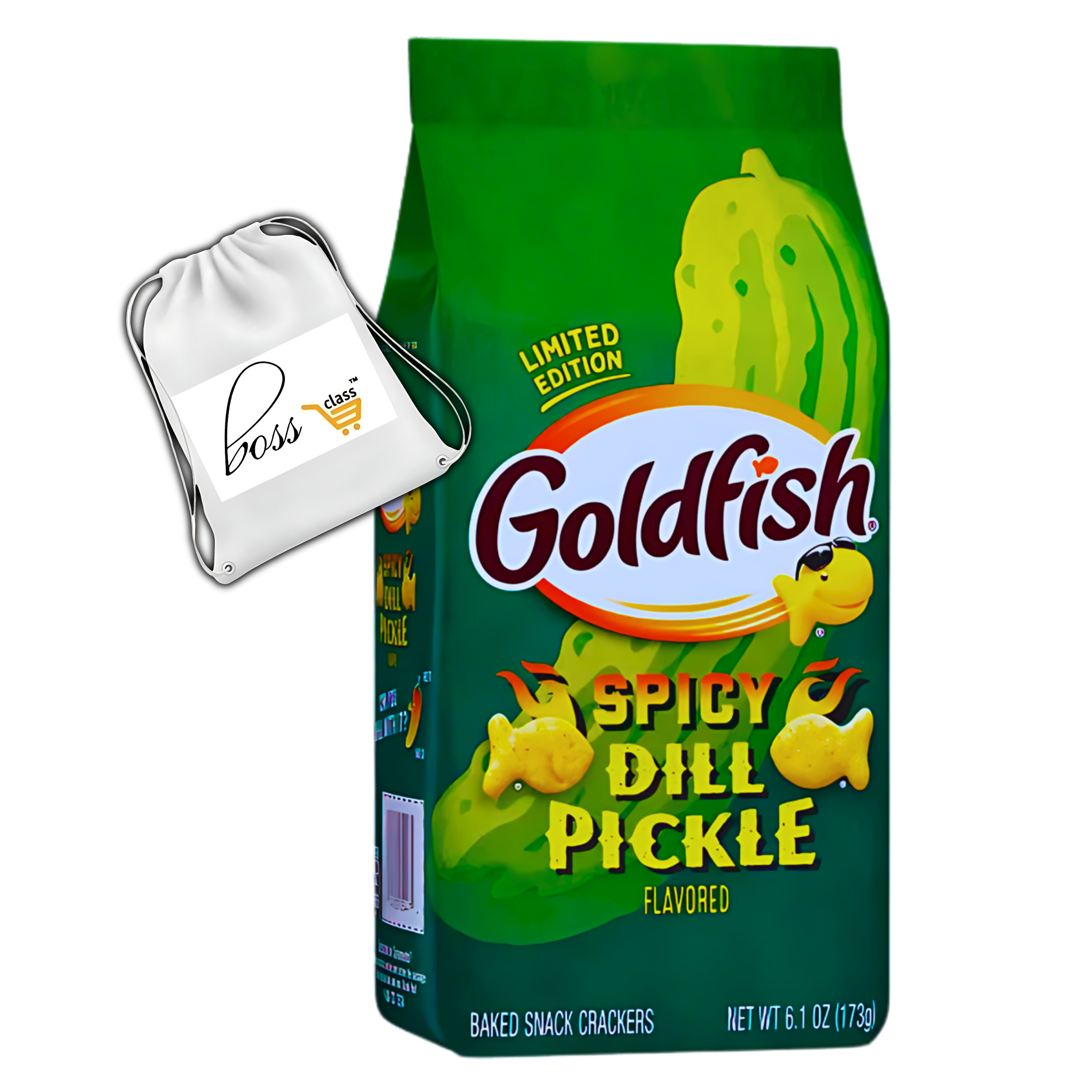 (1) Limited Edition Spicy Dill Pickle Flavored Goldfish Crackers, 6.1 oz Bag Baked Crunchy Tangy
