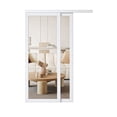 thumbnail image 1 of 1-Lite Mirror Bypass Sliding Closet Door with Hardware Kit, Solid Core MDF Wood & PVC Covered, Finished, White, 1 of 1