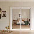 thumbnail image 1 of 1-Lite Mirror Bypass Sliding Closet Door with Hardware Kit, Solid Core MDF Wood & PVC Covered, Finished, White, 1 of 1