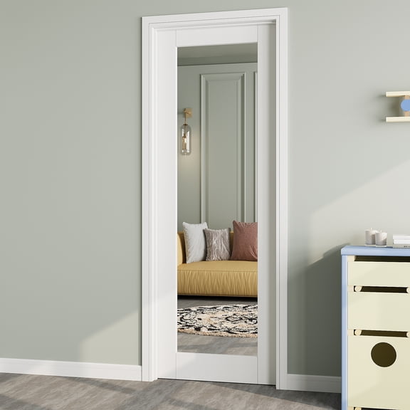 1-Lite Mirror Interior Door Slab, Door Shaker Without Hardware