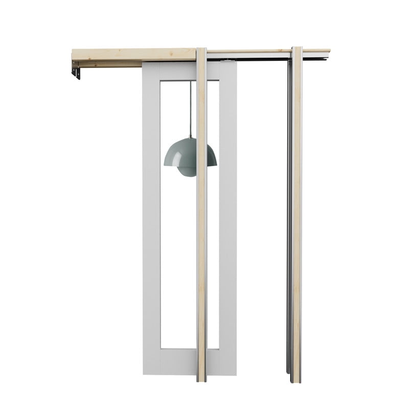 White Primed MDF Pocket Door Frame with Soft Close Hardware Kit