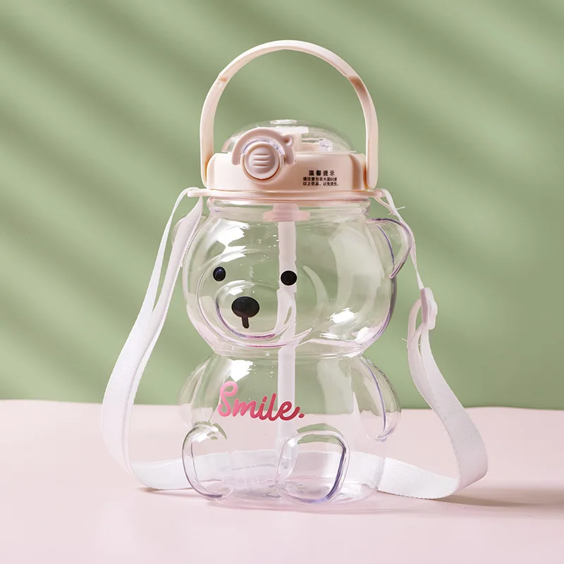 1 Liter Water Bottle for Kids Tumbler with Straw Mug Cup Bear Kawaii ...