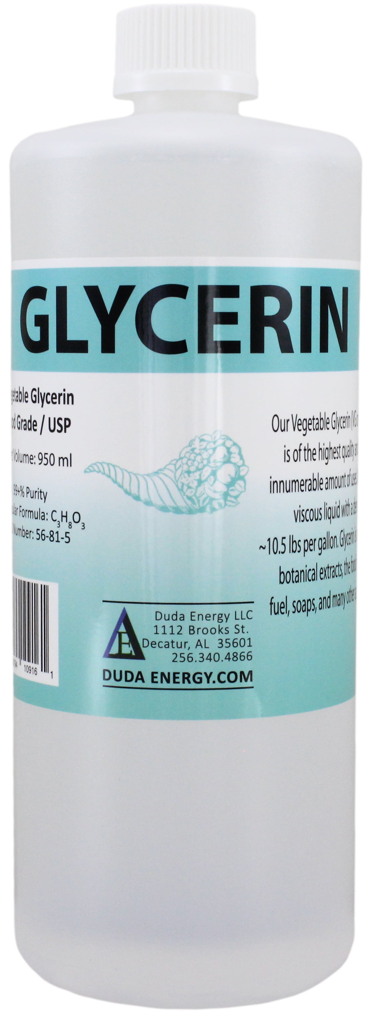 1 Liter of Glycerin USP Food Grade 99.7+% Pure Derived from Palm Fruit /  Vegetable Glycerine
