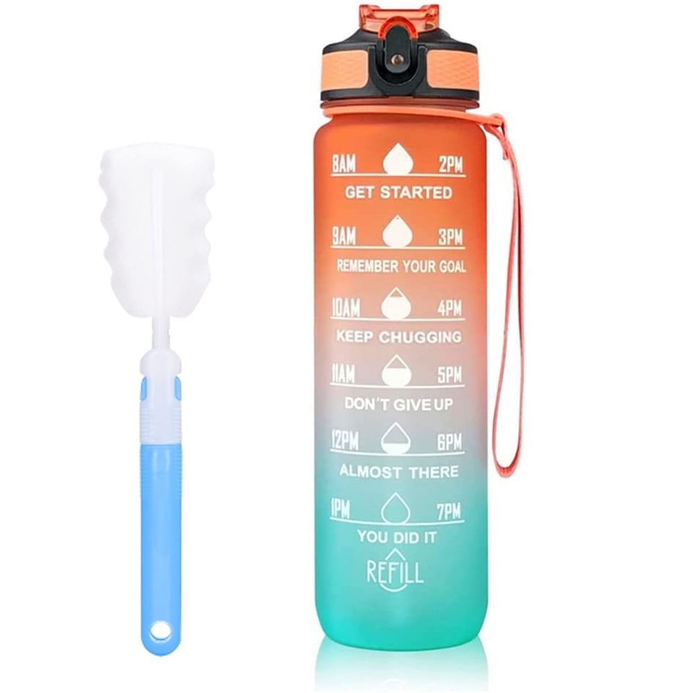 1 Litre Water Bottle with Time Markings to Drink Half Gallon