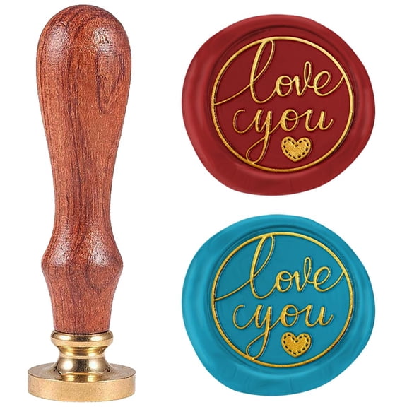 1" Love You Wax Seal Stamp Retro Sealing Stamps Removable Brass Head Seal Stamp with Wooden Handle Sealing Wax for Envelope Greeting Card Letter Wedding Invitations Gift Wrapping Decor