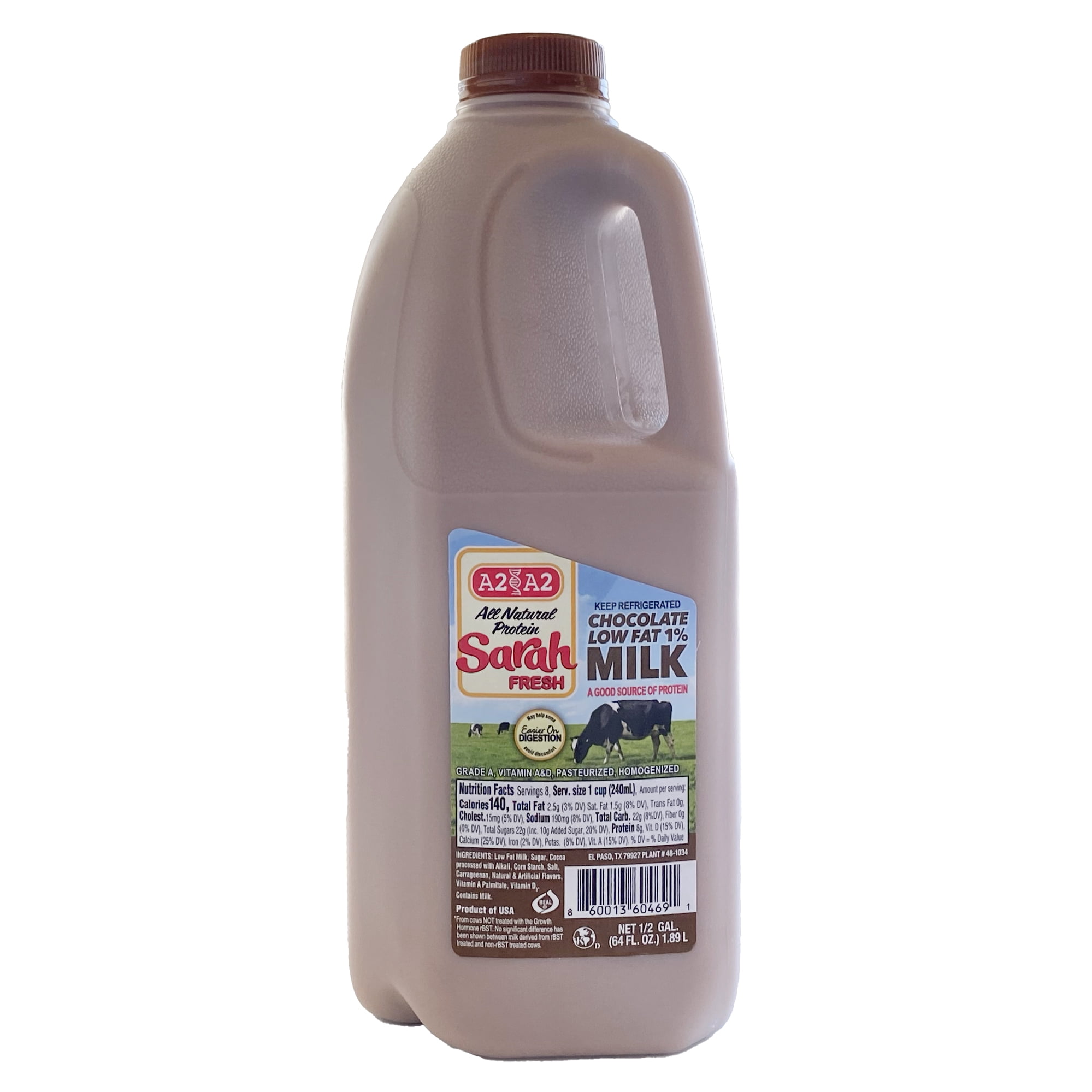 1% Low Fat A2/A2 Chocolate Milk Half Gallon