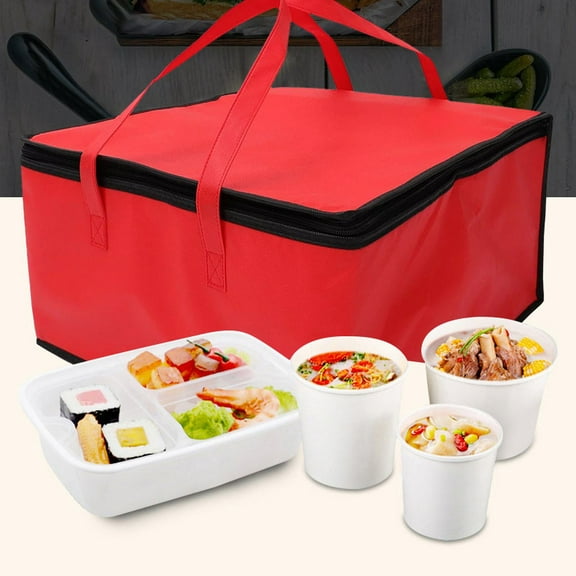 1* Lunch Bag Large Grocery Insulated Non Woven Thermo Cooler Bag Heat Preservation Bag Pearl Cotton Aluminum Foil Portable Heat Preservation Bag Fresh Takeaway Bag