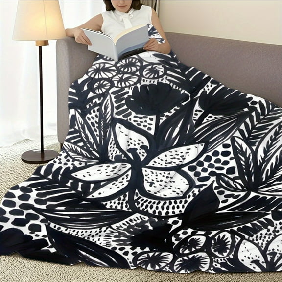 1 Luxury Soft Bohemian Black and White Mandala Pattern Printed Throw Blanket - Perfect Gift for Friends, Family, Couples, Durable Keepsake