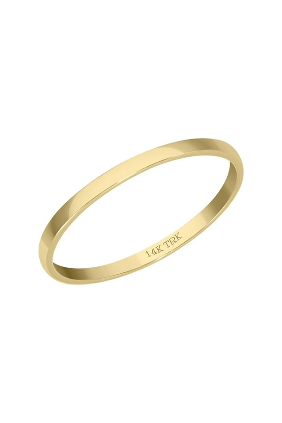 1 MM Plain Band Ring for Women in Solid 14K Yellow Gold, Pleasant Gold Ring, A Stunning Precious Jewelry Gift for Her (Ring Size 7.5)