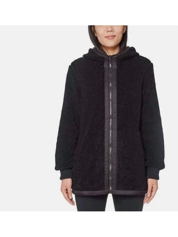 Expedition New Women's Size Medium Black Hooded Fuzzy Jacket Coat