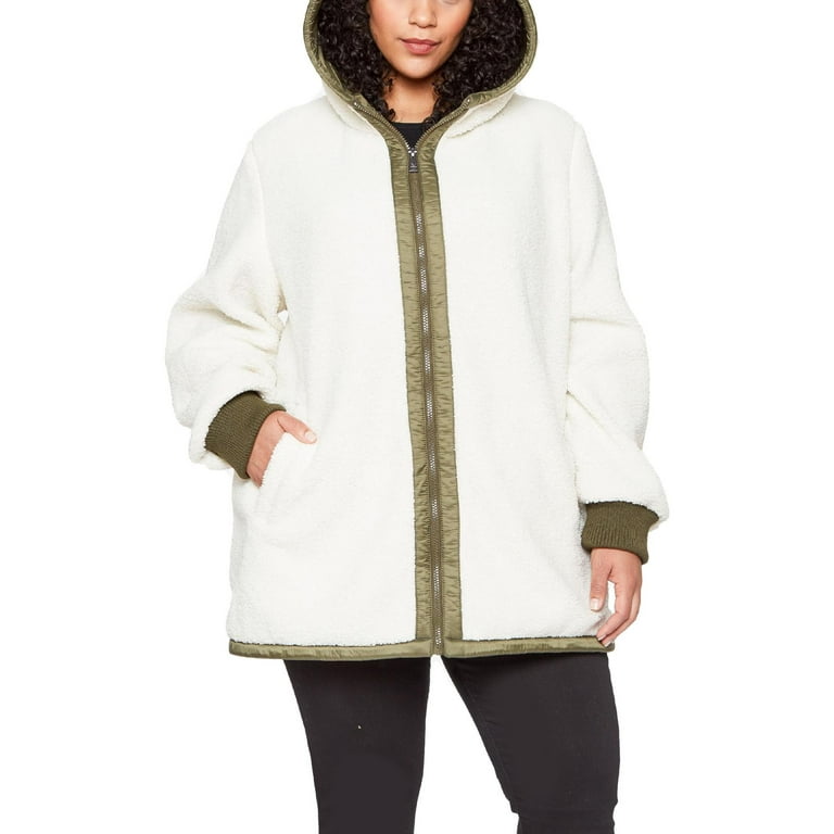 1 Madison Expedition Womens Shearling Warm Faux Fur Coat White L