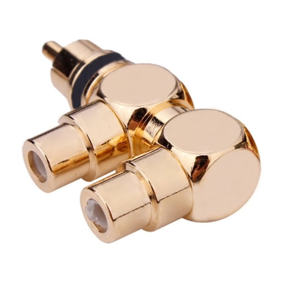 1 Male To 2RCA Female Gold Plated Metal Shell Flexible Sound Transmission Distribution Splitter Connector