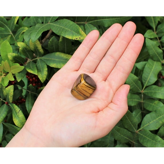 1 Medium Piece Gold Tiger Eye Tumbled Stone (Tumble Crystal Healing Reiki)