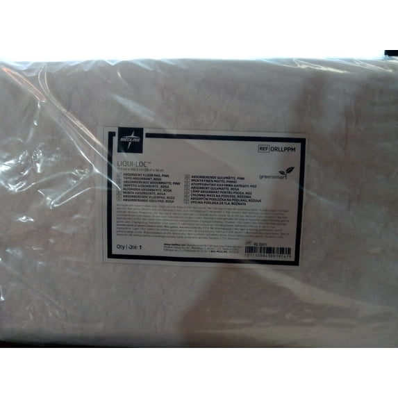 1/ Medline Liqui-Loc absorbent floor pad, 28" x 56" pink/white