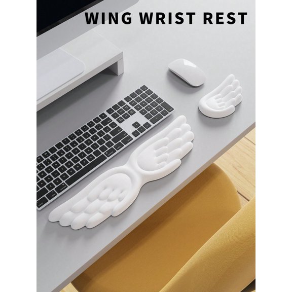 1 Memory Foam Leather Wrist Rest Keyboard Wrist Guard Mouse Wrist Guard Gradually Thickened Ergonomic With Wrist Rest Computer Mouse-White Suit