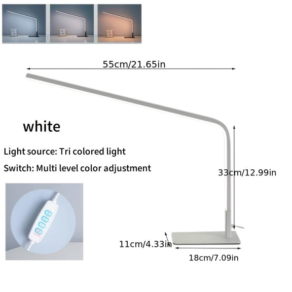 1 Metal Desk Lamp, Simple Eye-Protection Light Source for Study, Office, Bedroom & Reading Room, 3-Color Adjustable Brightness, USB Powered, suitable for Home Office, Desk & Nail Use